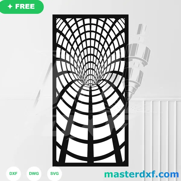 Psychedelic 3D Wormhole Grid Architectural Screen Design | Free DXF ...