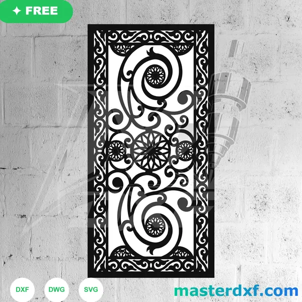 Ornate Baroque Medallion Filigree Double Gate Design | Free DXF ...